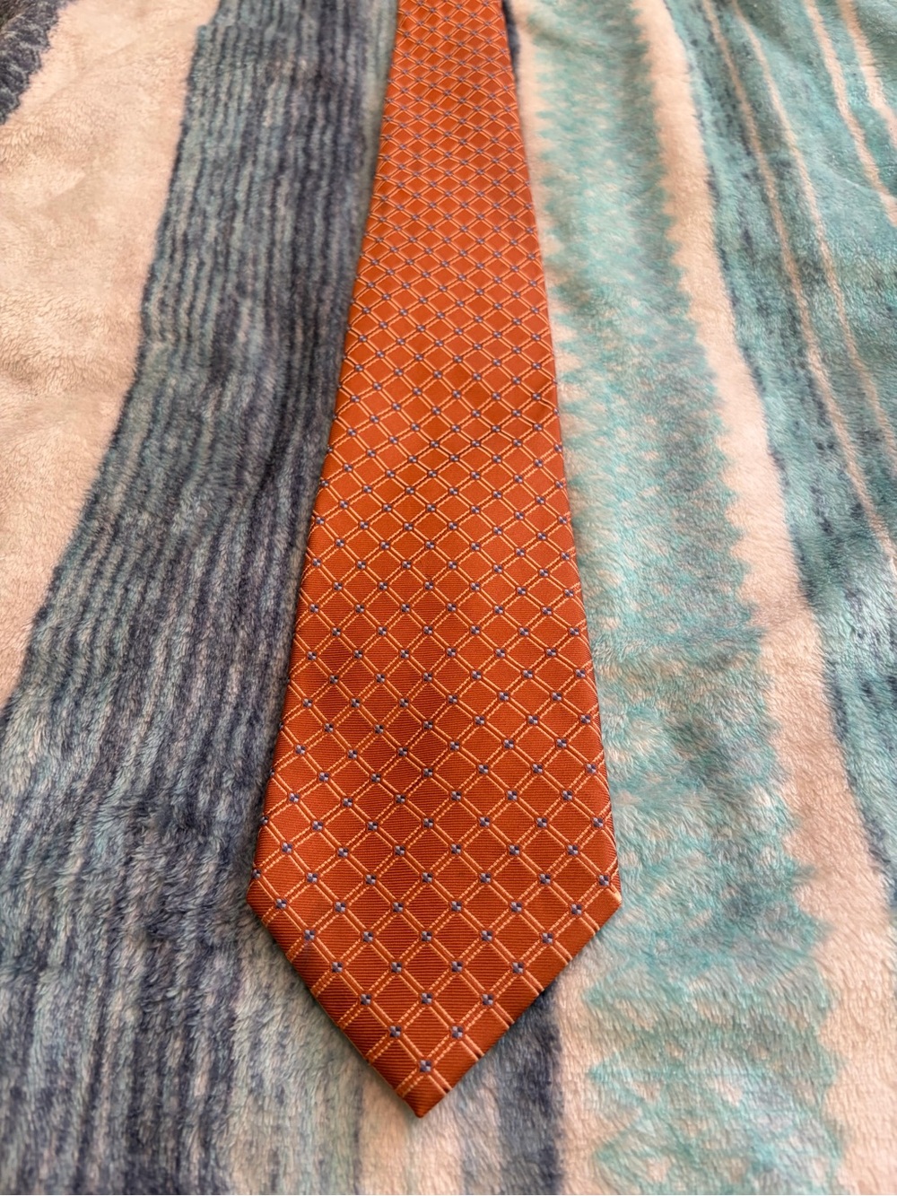 Tasso Elba Orange Geometric Windowpane Tie